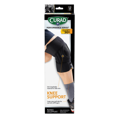 CURAD Performance Series Wrap Around Knee Support with Extended Grab Tabs