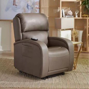 Golden EZ Sleeper PR761 power recliner in a dark fabric showing its sleek, modern back design and tilted position.