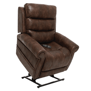VivaLift! Tranquil 2 power recliner in Astro Brown fabric showing the full infinite-position recline.